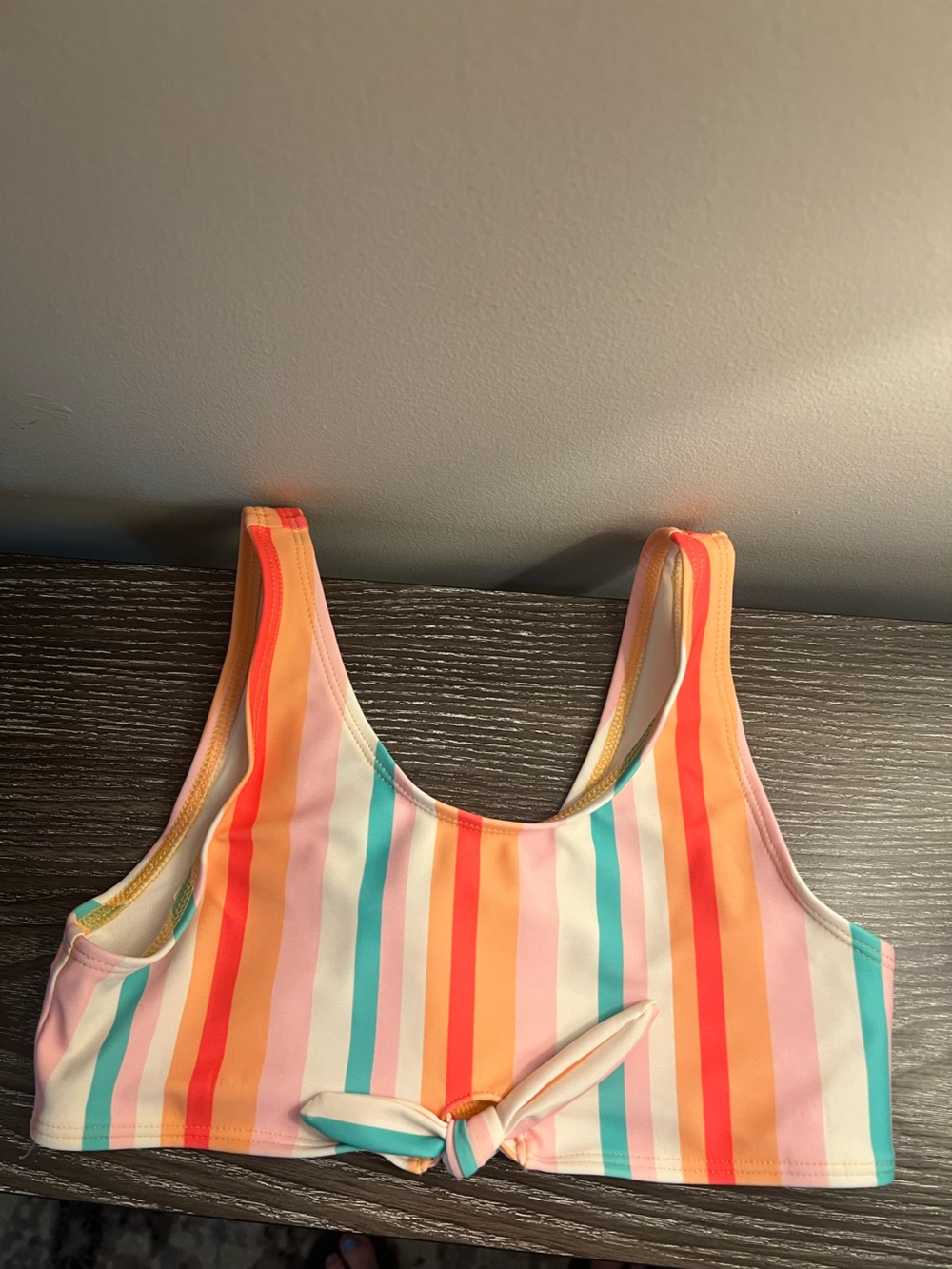 Old Navy Coral, Pink and Teal Striped Swim Top Girl Size 8 NEVER WORN